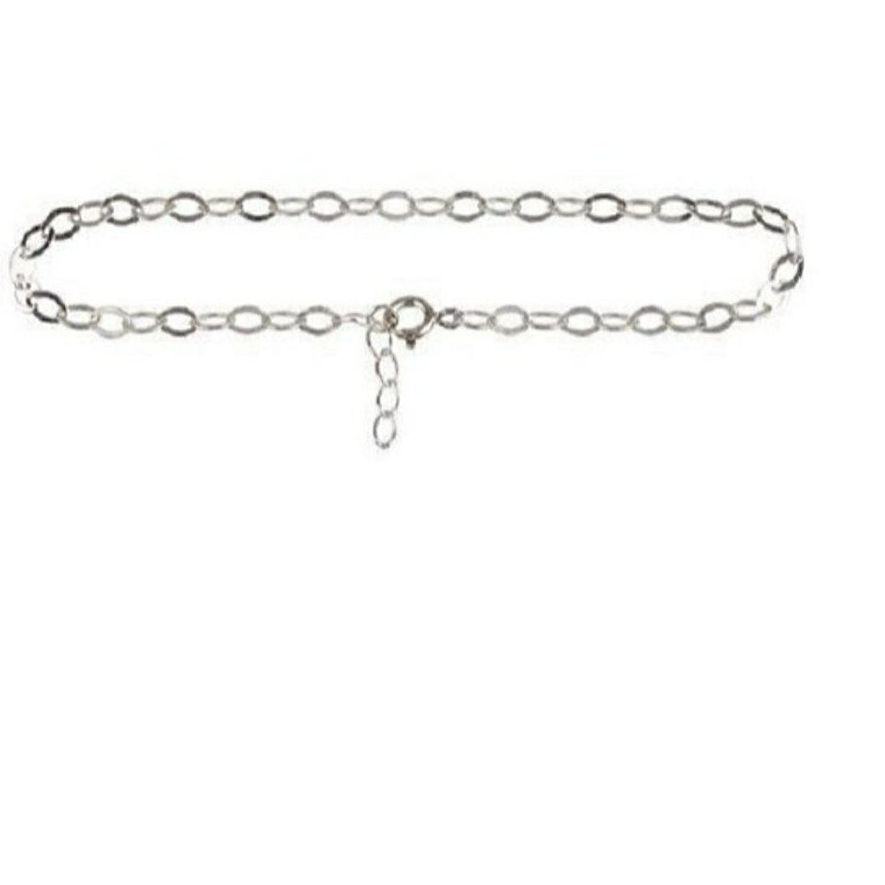 7" Silver Plate Large Round Link Lobster Clasp Charm Bracelet